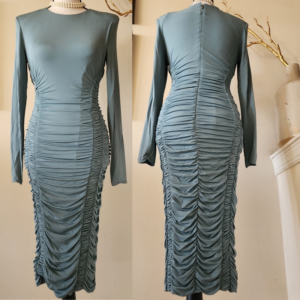 🔥MaxMara Glamorous Blue Sheath Jersey Fabric Gown